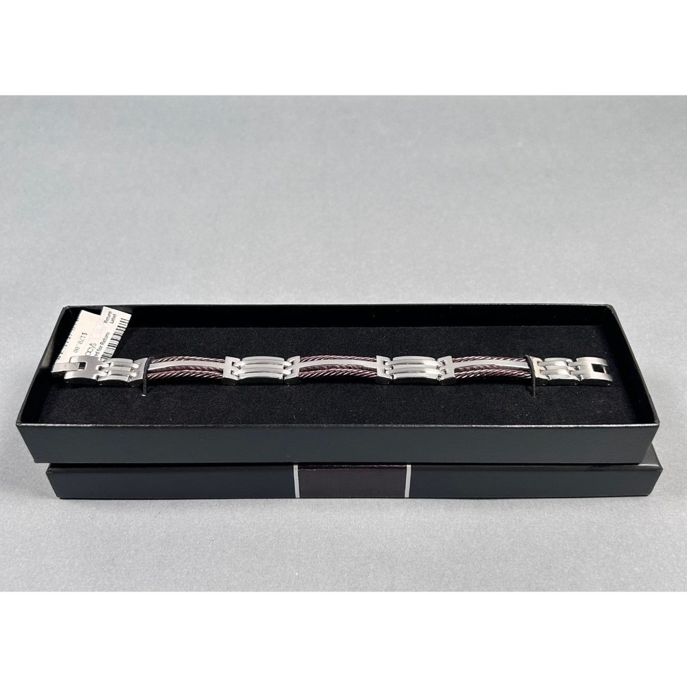 Mens Bracelet 8.5"- 9" Silver NEW Stainless Steel Two Tone Cable Link